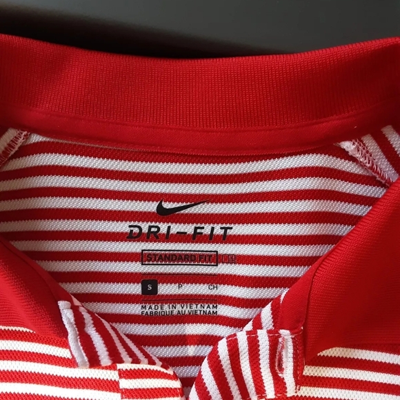 Men Small Nike Dri Fit Red And White Polo Shirt - Picture 5 of 5